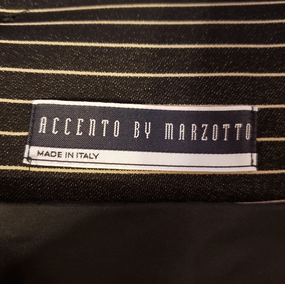 ACCENTO BY MARZOTTO black tan pinstripe blazer pantsuit EUC - Picture 2 of 6